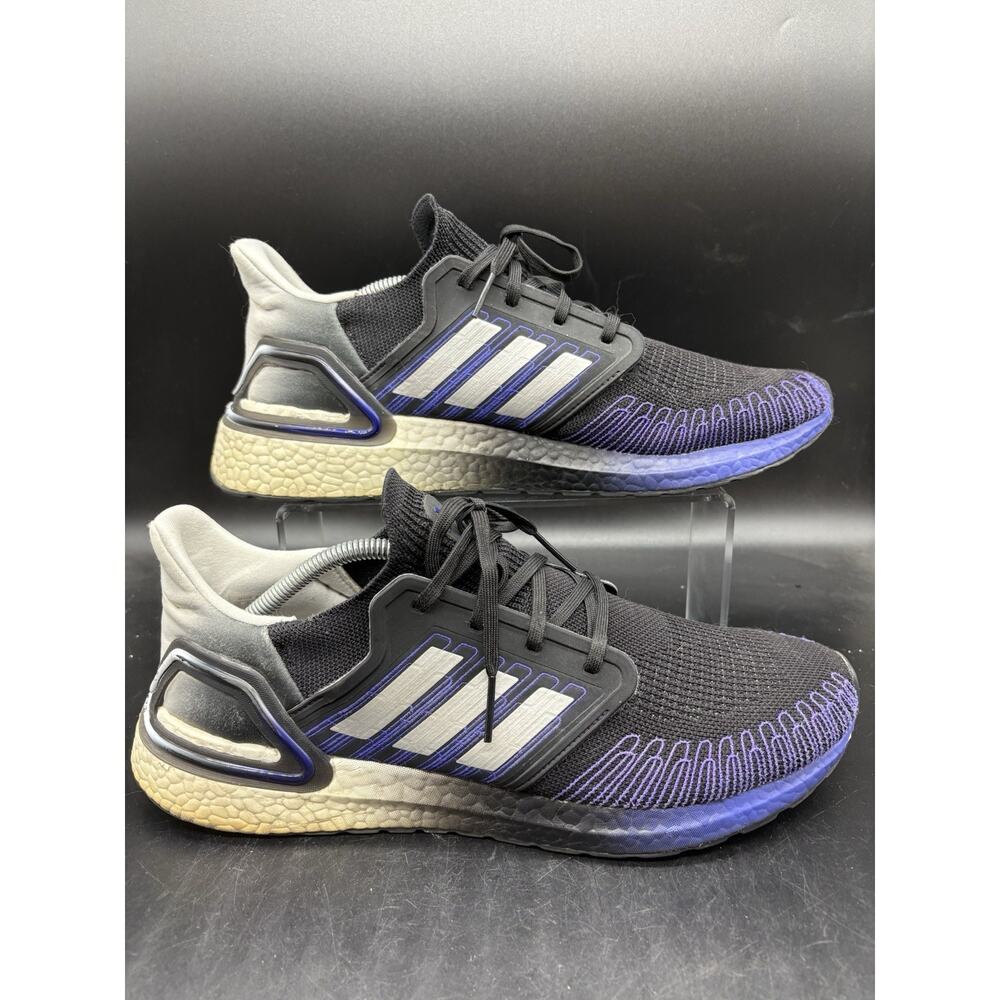Adidas Ultraboost 20 Primeblue Mens 12.5 Black Silver Blue Violet FV0033 Sneaker